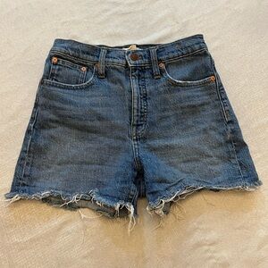 MADEWELL High Rise Denim Cut Off Shorts, Size 26.